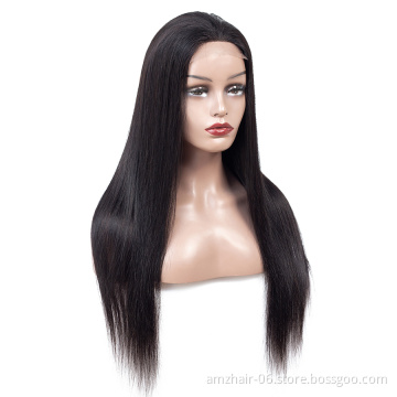 Popular New Arrival Brazilian Virgin Hair Natural Black Straight 4*4 Lace Closure Wig Human Hair Closure Lace Wigs For Black Wom